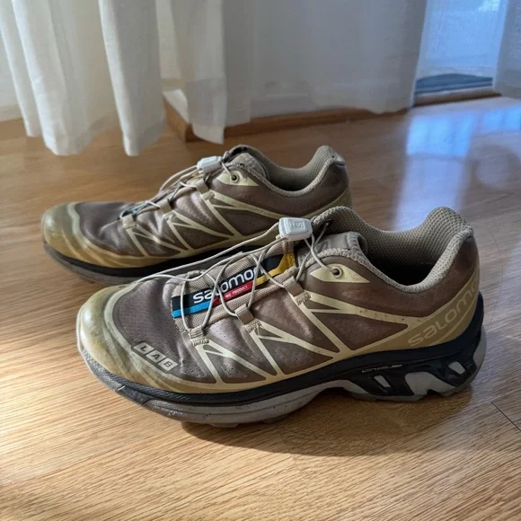 Salomon XT-6 Clear Beige Trail Sneakers Size 7 - Picture 3 of 6